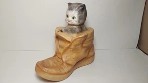 Vintage Porzellan Katze/Kätzchen in einem Stiefel Figur Japan - Bild 1 von 8