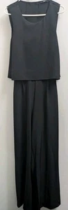 Sportsgirl Ladies Jumpsuit Size 14 Black Layered Top Wide Leg Pockets Modern - Picture 1 of 17