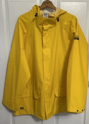 Helly Hansen Work Wear Jacket Waterproof Yellow 70129 Mandal PVC Raincoat XL - Image 1 of 4