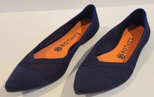 Rothy's The Point Maritime Lattice Stitch Ballet Shoes Flats Navy Blue Women's 8 - Picture 1 of 13