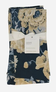 Pottery Barn Garden Floral Cotton/Linen Napkins Set/4 Navy Background 20x20 NWT - Picture 1 of 2