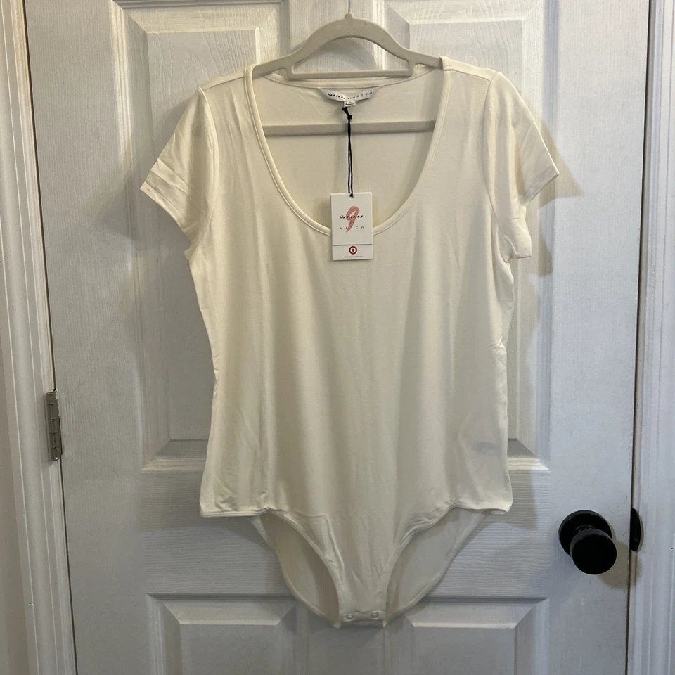 NWT The Nines by HATCH Maternity Bodysuit Ivory Short Sleeve One Piece Size M - Image 1 of 4