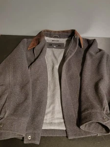 Abrigo deportivo Liz Clairborne para hombre 100 % lana con cuello de cuero talla: grande - Imagen 1 de 5