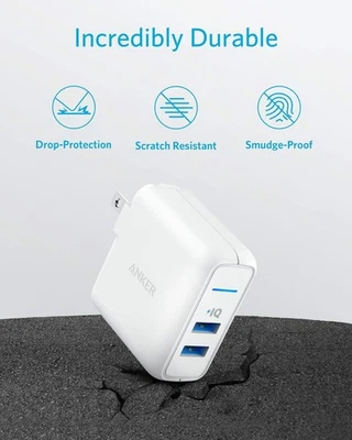 Anker PowerPort 2 Dual Port Elite USB Wall Charger Model A2141 – 24 W, White - Image 1 of 4