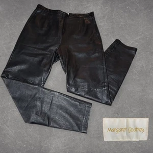 Vintage Margaret Godfrey Damen Lederhose Darted High Rise Moto Biker schwarz 10 - Bild 1 von 8