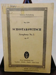 Shostakovich Symphony No 5 D minor Op 47 Eulenburg No 579 study score - Picture 1 of 14
