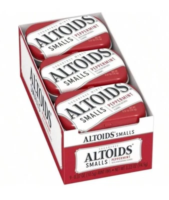 Altoids Smalls Sugar Free Mints, Peppermint, 0.37 Oz (Packs of 9) BB 8/24