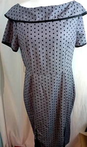 Abito retrò grigio palco con pois nero manica corta taglia XL nuovo con etichette - Foto 1 di 7