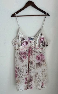 Винтажный Y2K Babydoll скольжения платье XL кружева кокетка бант изящный цветочный фея гранж - Изображение 1 из 4