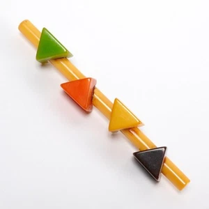 Bakelite Geometric Multicolored 3d Triangle Art Deco Bar Brooch Pin 1930s 3.75"l - Picture 1 of 3