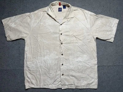 Camisa de Campamento Jantzen Para Hombres XL Beige Polinesia Mapa Hawaiano Aloha Botón Delantero Foto 1 de 4