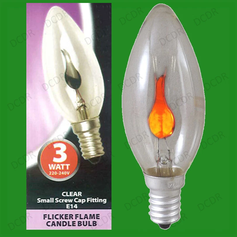 12x 3W Klar Flicker Flamme Kerze Glühbirne Ses E14 Klein Schraube Dekorativ Lamp - Bild 1 von 1