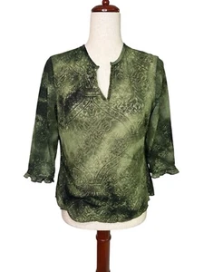 Vintage Mesh Top Women P Large Sheer Green y2K Fairy Grunge Goblincore Whimsical - Picture 1 of 14