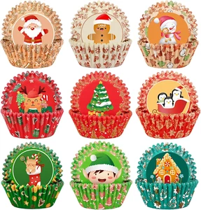 450Pcs Christmas Cupcake Liners, Christmas Santa Snowman Gingerbread Man Baking - Picture 1 of 12