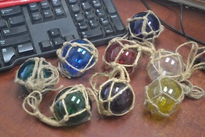 8 件装复制玻璃浮球带钓鱼网 2 * * 选择您的颜色 * * — 第 1/2 张图片