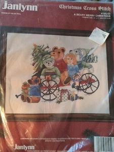 Janlynn A Beary Merry Christmas Counted Cross Stitch Kit Teddy Bears SEALED - Picture 1 of 3