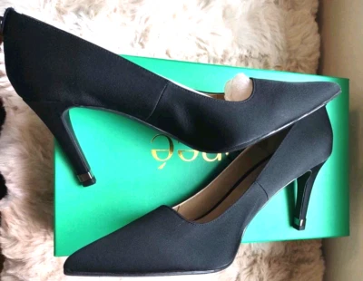 JRenee Sascha Black Satin pump 9.5M New Classic 3.5" Heel - Image 1 of 4