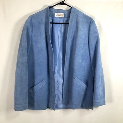 Count Romi Light Blue Suede Blazer Size 14 Womens Ultrasuede Brand fabric  - Image 1 of 4