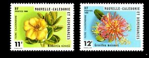 Stamp New Caledonia 1980 - Local Flora  Sc 453/4 MNH Hibbertia Grevillea