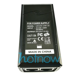 15V PoE Injector Power Over Ethernet Adapter Compatible as Ubiquiti POE-15-12W - Afbeelding 1 van 5