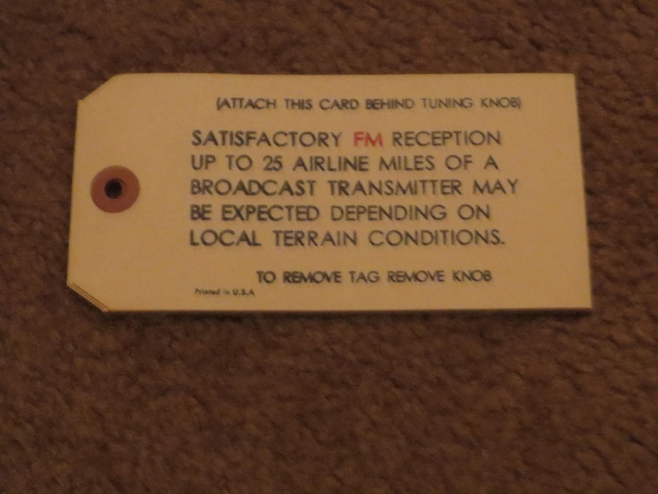 1966 1967 1968 OLDSMOBILE CUTLASS 442 88 98 TORONADO AM/FM ANTENNA TAG - Image 1 of 1