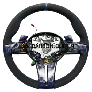 OEM BLACK SUEDE Steering Wheel FOR BMW Z4 E85 E86 W/BLUE HONEYCOMB PADDLES - Foto 1 di 7