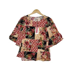 NWT Andree by Unit Floral Patchwork Boho Long Sleeve Top Blouse Size Small - Picture 1 of 9