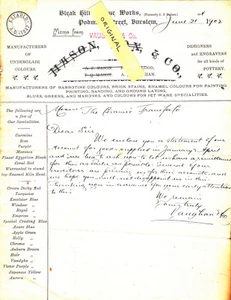 VAUGHAN MASON POTTERY ENGRAVERS WILDBLOOD STAFFORDSHIRE MEMO BLEAK HILL BURSLEM - Picture 1 of 1