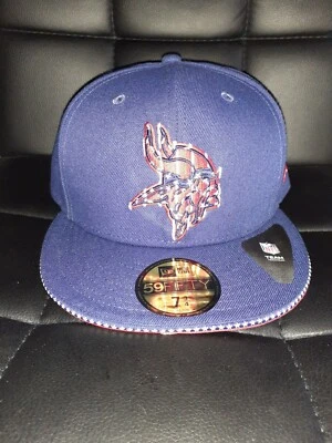 New Era Minnesota Vikings EE. UU. Bandera en Logo Raro Talla 7 3/4 Nuevo Foto 1 de 4