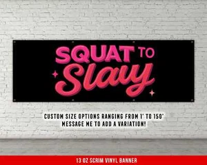 Banner de motivación de fitness - arte de pared en cuclillas para matar para decoración de gimnasio en casa - Imagen 1 de 8