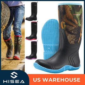 HISEA Women Neoprene Rubber Rain Boots Waterproof Lightweight Mud Work Tall Boot - Picture 1 of 90
