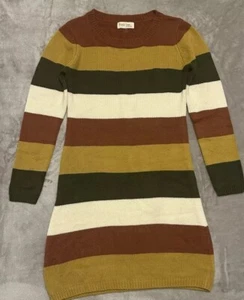 Vestido Suéter Peach Love Rayas Tejido con Cable Preppy Cottagecore Tonos Tierra S - Imagen 1 de 9