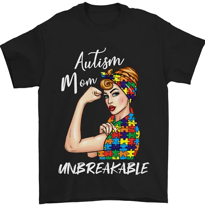 Autiste Maman Incassable Autisme Asd T-Shirt 100% Coton - Photo 1/4
