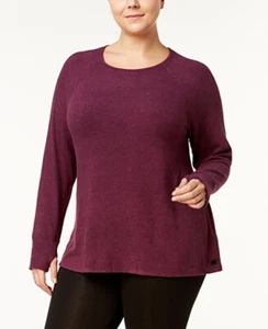 Calvin Klein Performance Women's Marled Fitness Training Knit Pullover;Marlot 1X - Picture 1 of 1