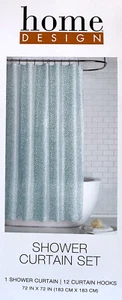 Home Design Duschvorhang Set (12 Haken enthalten) Blau Aqua Punkte PEVA 72" x 72" - Bild 1 von 3