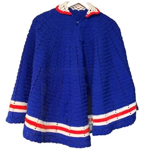 Vintage 60s 70s Handmade Crochet Poncho Cape Boho Hippie Festival GrannyCore - Picture 1 of 9