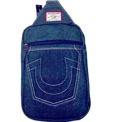 Bolso Bandolera True Religion Unisex Azul Índigo Denim Grohl TR104359 Llave Nuevo con Etiquetas $60 Foto 1 de 4