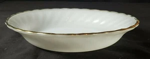 Vtg Anchor Hocking Fire King Gold Rim Swirl Milk Glass Bowl - Picture 1 of 4