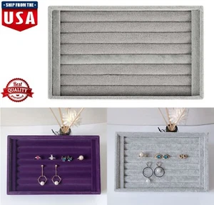 Velvet Jewelry Ring Display Organizer Case Earring Storage Box Tray Holder USA - Picture 1 of 16