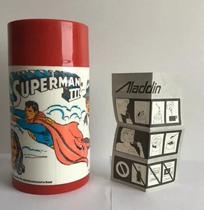 VINTAGE 1984 SUPERMAN 3 ALADDIN THERMOS FLASK RED DC COMIC CLARK KENT UNUSED - Picture 1 of 17