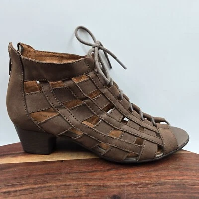 Sandalias Rockport Gabby Para Mujer 5M Cuero Marrón Cómodas Gladiador Con Cordones Cremallera Foto 1 de 4