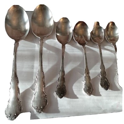 Lote de 6 piezas de cubiertos chapados en plata rosa Dresden de colección Foto 1 de 4