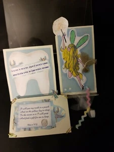 HANDMADE EMBELLISHMENTS 3 piece SCRAPBOOKING TOOTH FAIRY - Picture 1 of 9