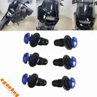 6 PCS Blue Motorcycle Windshield Fairing Bolts W/M5 Nut & Gasket Kit For Harley 