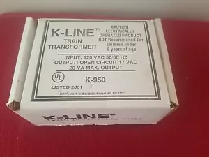 New K Line K-950 Train Transformer in Box 20VA Max - Picture 1 of 3