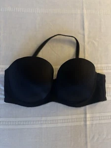 Freya AA4233BLK Deco Black Underwire Lined Strapless Bra Size 34F with strap VG - Picture 1 of 12