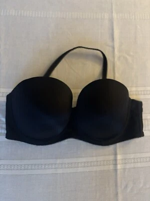 Sujetador sin tirantes Freya AA4233BLK Deco negro forrado con aros talla 34F con correa en muy buena condición Foto 1 de 4