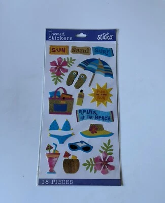 1 paquete de pegatinas para álbumes de recortes (NUEVO) Sun Sand Surf - Playa - Verano Foto 1 de 2