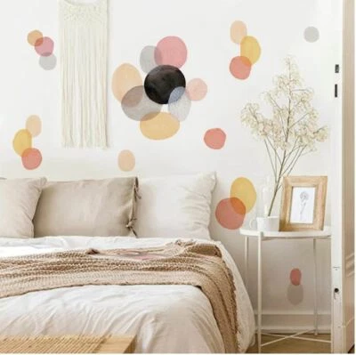Watercolour orange yellow Polka Dots Wall Stickers decal decor kid removable