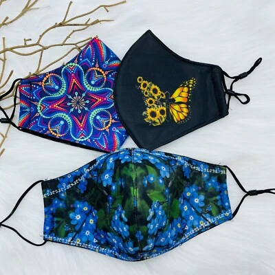 [3 PACK] Face Masks Fashion High Quality Polyester/Cotton Triple-Layer Washable - Image 1 of 4